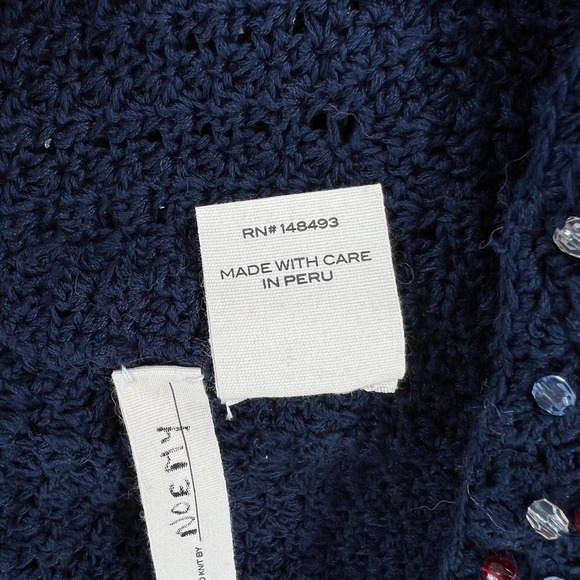 DOEN Dress Womens Large Navy Blue Solandis Knitted Beaded Mini Short NWT - Picture 12 of 16